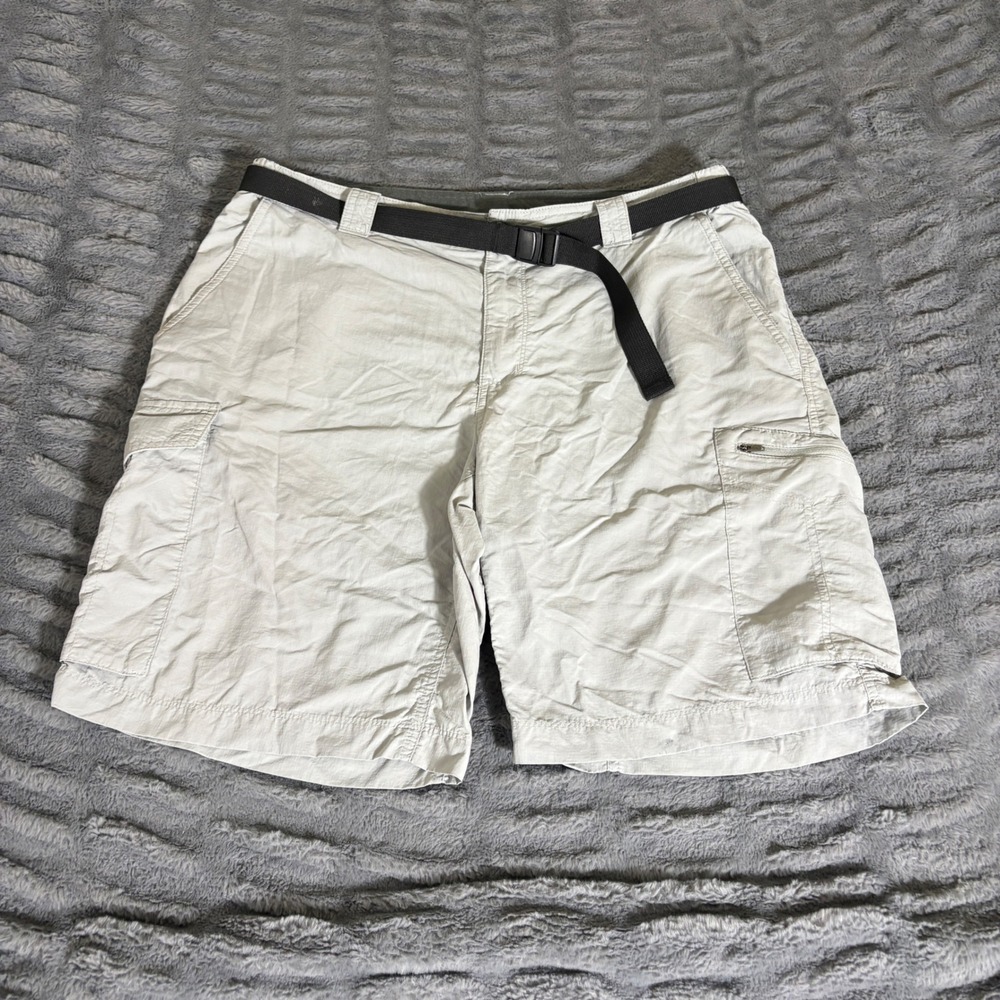 Columbia Silver Ridge Cargo Shorts Mens 36 Fossil Grey Nylon Hiking AM4084